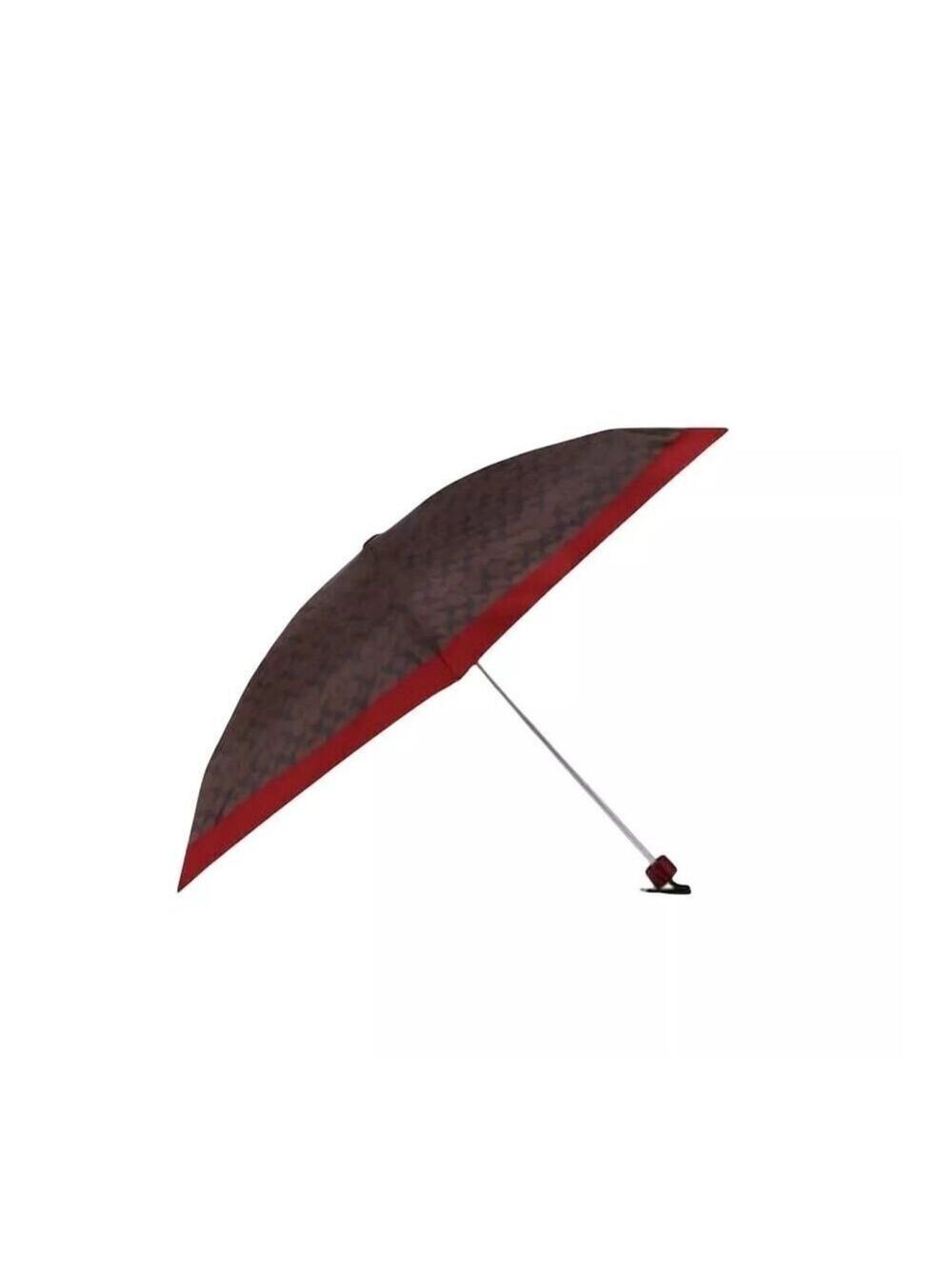 COACH MINI UMBRELLA SIGNATURE UV PROTECTION CHESTNUT RED